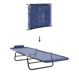 Berkfield Folding Sun Lounger With Headrest Navy Textilene - thumbnail 8
