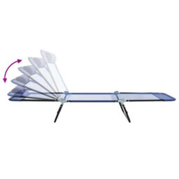 Berkfield Folding Sun Lounger With Headrest Navy Textilene - thumbnail 9