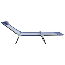 Berkfield Folding Sun Lounger With Headrest Navy Textilene - thumbnail 5