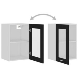 Walplus Hanging Glass Cabinet Lyon Black 40X31X60 Cm Engineered Wood - thumbnail 6