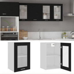 Walplus Hanging Glass Cabinet Lyon Black 40X31X60 Cm Engineered Wood