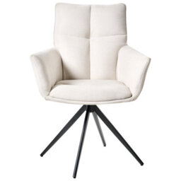 Beliani Dining Chair Swivel Corbie Fabric Off-White - thumbnail 4