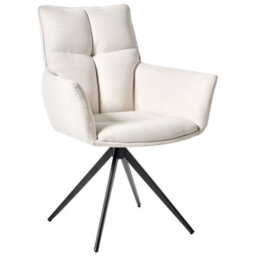 Beliani Dining Chair Swivel Corbie Fabric Off-White - thumbnail 1