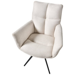 Beliani Dining Chair Swivel Corbie Fabric Off-White - thumbnail 6