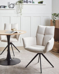 Beliani Dining Chair Swivel Corbie Fabric Off-White - thumbnail 2