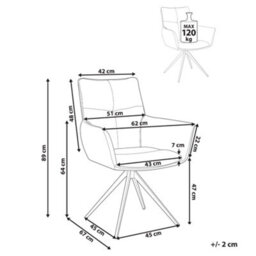 Beliani Dining Chair Swivel Corbie Fabric Off-White - thumbnail 3