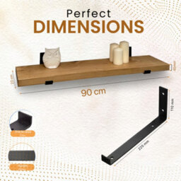 Mkgt Handcrafted Rustic Wooden Floating Shelf, Solid Wood Made In Uk Wall Mounted (Rustic Pine, 90Cm) - thumbnail 3