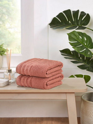 Rapport Home Linear Bath Towel Pure Cotton Rose Red - image 1