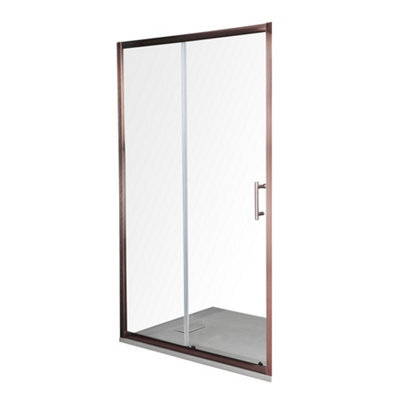 Homestylestore Copper Reversible Wet Room Sliding Door Shower Enclosure With Light Grey Slate Effect Tray 1000 X 800mm - image 1