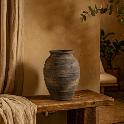 Wyld Haus Bramble Large Dark Ages Layered Olpe Ceramic Vase, Matte Black 420mm - image 1