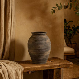 Wyld Haus Bramble Large Dark Ages Layered Olpe Ceramic Vase, Matte Black 420mm - thumbnail 1