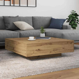 Berkfield Coffee Table With Led Lights Artisan Oak 100X100X31 Cm - thumbnail 1