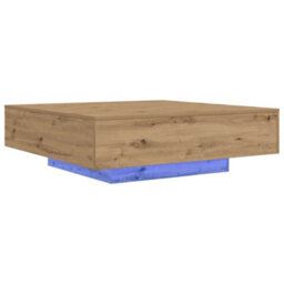 Berkfield Coffee Table With Led Lights Artisan Oak 100X100X31 Cm - thumbnail 4
