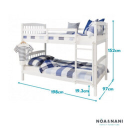 Nöa & Nani Noa & Nani Kids Solid Wood Bunk Bed With 2 Single Beds In White Brighton - thumbnail 6