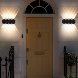 Beliani Aurora Outdoor Wall Led Light Set Of 2 Black Aluminium Glass Hexagonal 21Cm - thumbnail 1