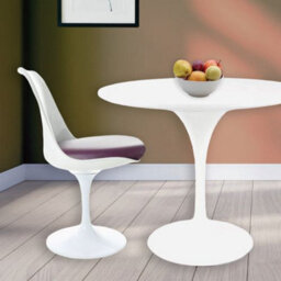 Fusion Living Tulip Set - White Medium Circular Table And Four Chairs With Pu Cushion Purple - thumbnail 2