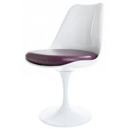 Fusion Living Tulip Set - White Medium Circular Table And Four Chairs With Pu Cushion Purple - thumbnail 4