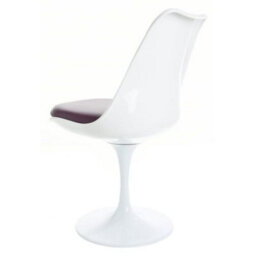 Fusion Living Tulip Set - White Medium Circular Table And Four Chairs With Pu Cushion Purple - thumbnail 7
