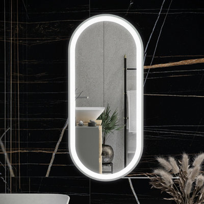 RAK Ceramics Rak Picture Oval Led Illuminated Bathroom Mirror With Touch Sensor - 1000X450mm, Chrome Oval, Ip44 - image 1
