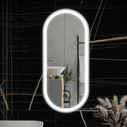 RAK Ceramics Rak Picture Oval Led Illuminated Bathroom Mirror With Touch Sensor - 1000X450mm, Chrome Oval, Ip44