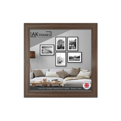 "AK Frames Sleek 8X8"" Walnut Thin Modern Picture Frame - Slim And Design For Posters, Prints And Photos - Elegant Wall Frame Decor" - image 1