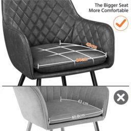 Yaheetech 2Pcs Dark Grey Pu Leather Tufted Dining Chairs With Armrest - thumbnail 7