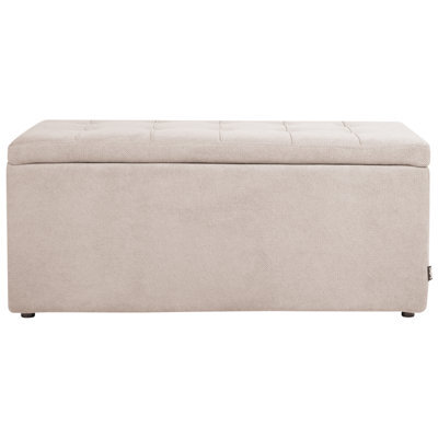 Wyld And Coco Beige Storage Ottoman 100 X 42 X 40 Cm - Rectangular Footstool With Hidden Compartment - image 1