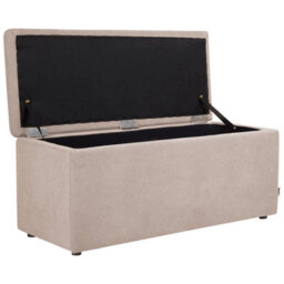 Wyld And Coco Beige Storage Ottoman 100 X 42 X 40 Cm - Rectangular Footstool With Hidden Compartment - thumbnail 5