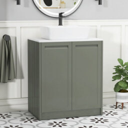 Royal Bathrooms Royal Bathroom Elmore 700mm Matt Green Freestanding Countertop Bathroom Vanity Unit 2 Door With Cube Basin - thumbnail 1