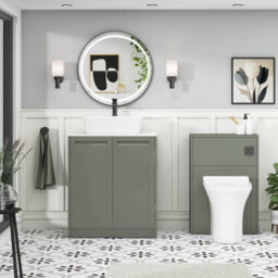 Royal Bathrooms Royal Bathroom Elmore 700mm Matt Green Freestanding Countertop Bathroom Vanity Unit 2 Door With Cube Basin - thumbnail 5
