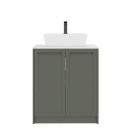 Royal Bathrooms Royal Bathroom Elmore 700mm Matt Green Freestanding Countertop Bathroom Vanity Unit 2 Door With Cube Basin - thumbnail 7