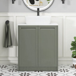 Royal Bathrooms Royal Bathroom Elmore 700mm Matt Green Freestanding Countertop Bathroom Vanity Unit 2 Door With Cube Basin - thumbnail 4