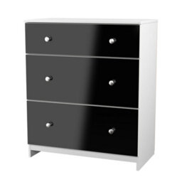 Portland 3 Drawer Deep Chest Of Drawers In Black & White Matt (Ready Assembled) - thumbnail 4