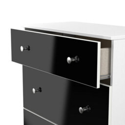 Portland 3 Drawer Deep Chest Of Drawers In Black & White Matt (Ready Assembled) - thumbnail 6