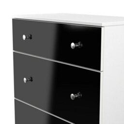 Portland 3 Drawer Deep Chest Of Drawers In Black & White Matt (Ready Assembled) - thumbnail 5