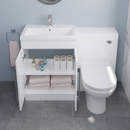 Affine 600mm Bathroom Vanity Unit Basin Concealed Cistern Toilet Wc Gloss White Modern - thumbnail 3
