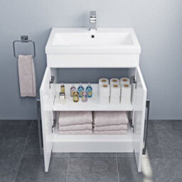 Affine 600mm Bathroom Vanity Unit Basin Concealed Cistern Toilet Wc Gloss White Modern - thumbnail 5