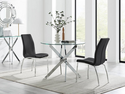 Furniturebox Uk Novara 100Cm Round Dining Table & 2 Black Isco Chairs - image 1