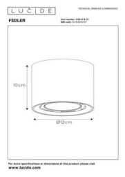 Lucide Fedler Modern Surface Mounted Ceiling Spotlight 12Cm - Led Dim To Warm - Gu10 - 1X12W 2200K/3000K - White - thumbnail 6