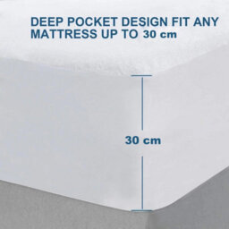 Bedlooms Terry Mattress Protector, 100% Waterproof Terry, Elastic Fitted, 30Cm Deep Pocket, Single 90X190 Cm - thumbnail 3