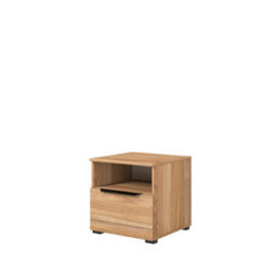 Arten Tokyo 23 Oak Mauvella Bedside Table (W)45Cm, (H)45Cm With Drawer & Open Shelf