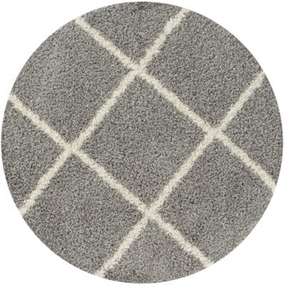 The Rugs Moroccan Shaggy Rugs And Runners Soft Fluffy Diamond Design High Pile Grey And Ivory Living Room Kitchen Hallway 510 - image 1