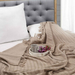 Nevni Pack Of 2 Decorative Rustic Cotton Throw Blanket With Fringes For Sofa, Bed, Armchair, Couch Settee 127 X 152 Cm - Mocha - thumbnail 4