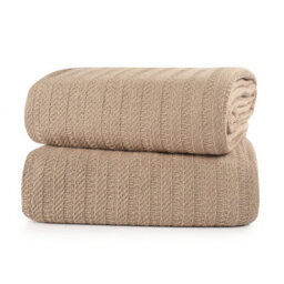 Nevni Pack Of 2 Decorative Rustic Cotton Throw Blanket With Fringes For Sofa, Bed, Armchair, Couch Settee 127 X 152 Cm - Mocha - thumbnail 1