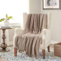 Nevni Pack Of 2 Decorative Rustic Cotton Throw Blanket With Fringes For Sofa, Bed, Armchair, Couch Settee 127 X 152 Cm - Mocha - thumbnail 2