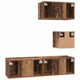 Berkfield Modern Tv Unit Set 4 Pcs Old Wood 60 X 30 X 30 Cm Engineered Wood - thumbnail 9