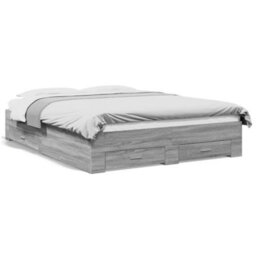 Berkfield Bed Frame With Drawers Without Mattress Grey Sonoma 140X200 Cm - thumbnail 2