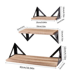 Fativo  3X Corner Wall Shelves Industrial Wood Floating Shelf For Souvenirs Ornaments Der - thumbnail 2