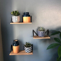 Fativo  3X Corner Wall Shelves Industrial Wood Floating Shelf For Souvenirs Ornaments Der - thumbnail 4