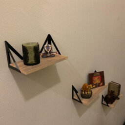Fativo  3X Corner Wall Shelves Industrial Wood Floating Shelf For Souvenirs Ornaments Der - thumbnail 3